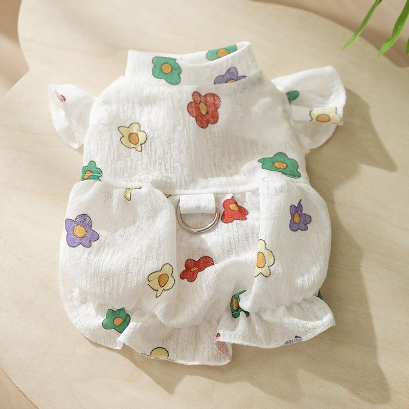 Puppy Dog Shirt Strap Skirt Set Teddy Pomeranian Small and Medium Dogs Universal Princess Style Dress Pet Clothes