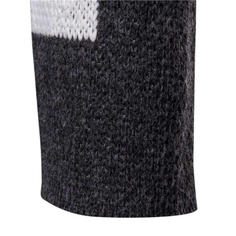 New Men's Sweater Casual Color-block Midi Thickened Hooded Knitted Cardigan Jacket