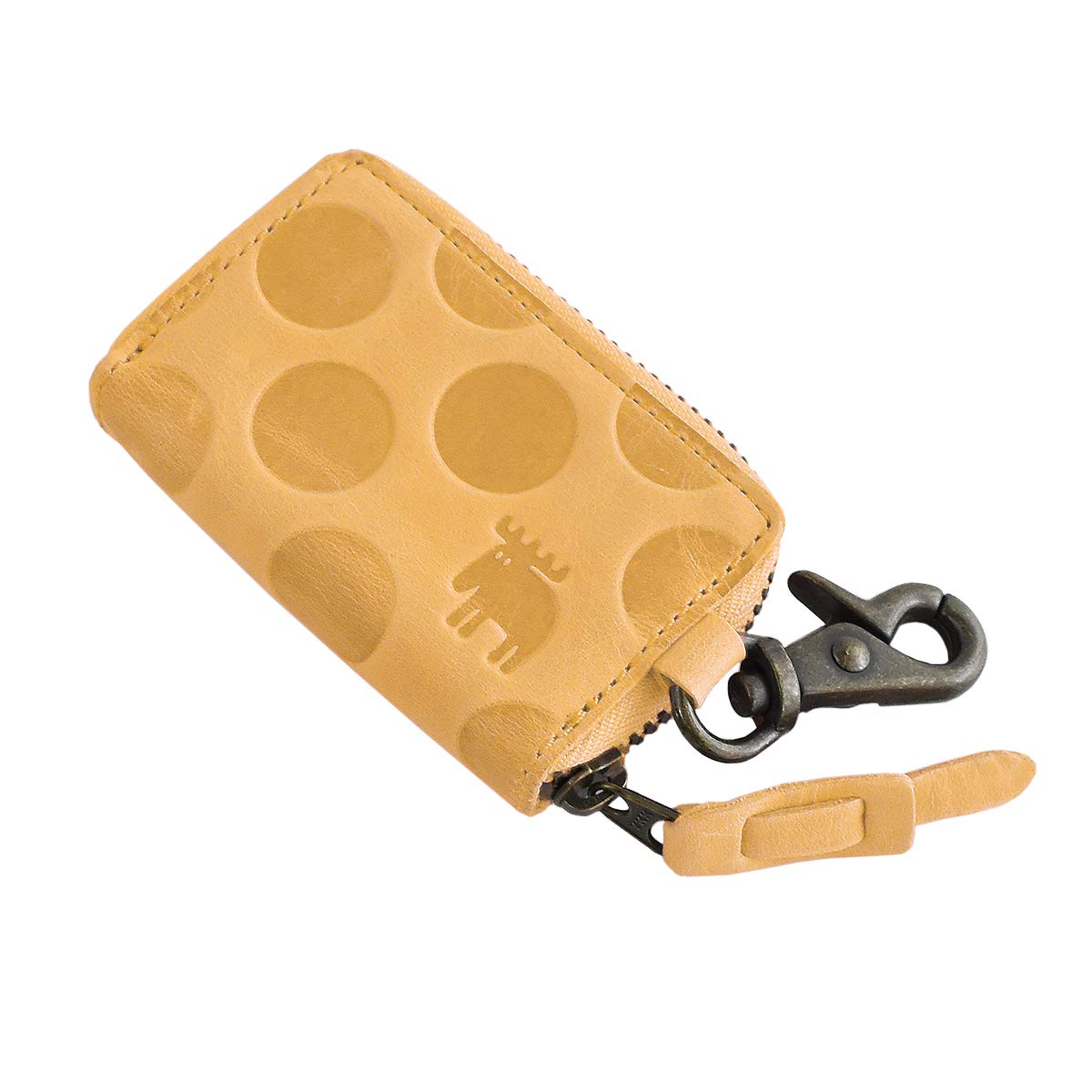 

Mozu Smart Key Case for Women, Genuine Leather, Dot Pattern, Smart Key Compatible, No. 86043 (Yellow)