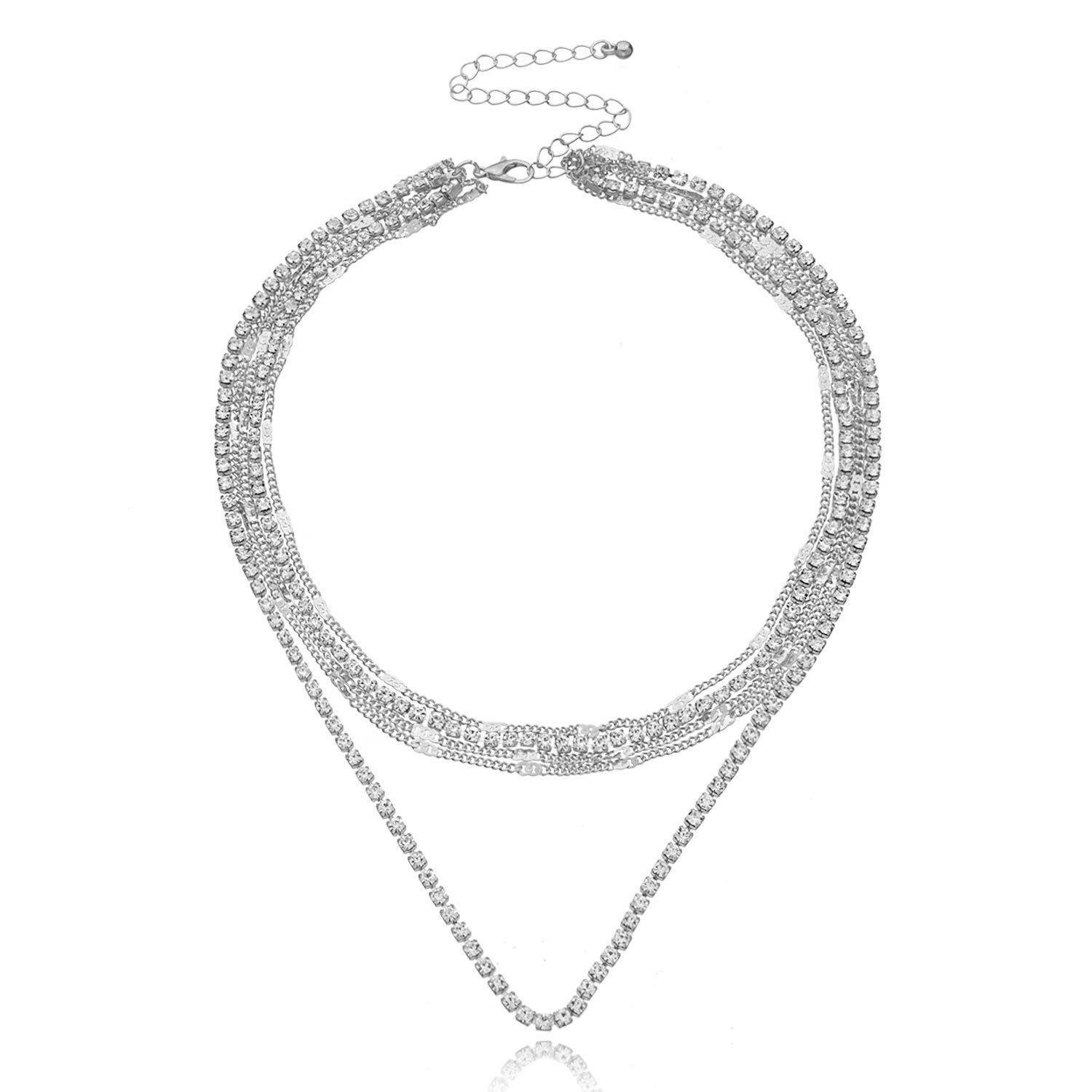 

Accessories, temperament popular claw chain rhinestone necklace, fashionable hip-hop personality multi-layer full diamond necklace