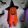 Halloween Yard Art for Decoration Hanging Ghost Decor with Wizard Hat, LED Light Up Colorful Lights Patio Windsock Porch Yard, Outdoor Spooky