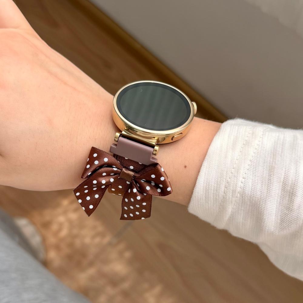 18/20/22mm Polka Dot Bow Nylon Watch Strap with Magnetic Clasp Replacement Band for Women Compatible with Huawei, Samsung Garmin Xiaomi Smart Watch