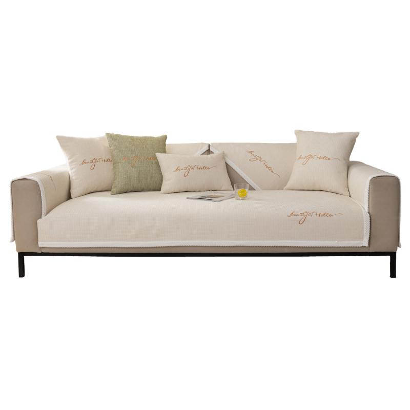 Funda de Sofá Bordada con Letra de Chenilla Antideslizante Partículas Tejido de Punto Jacquard Toalla de Sofá Decoración Muebles del Hogar Cojín de Sofá