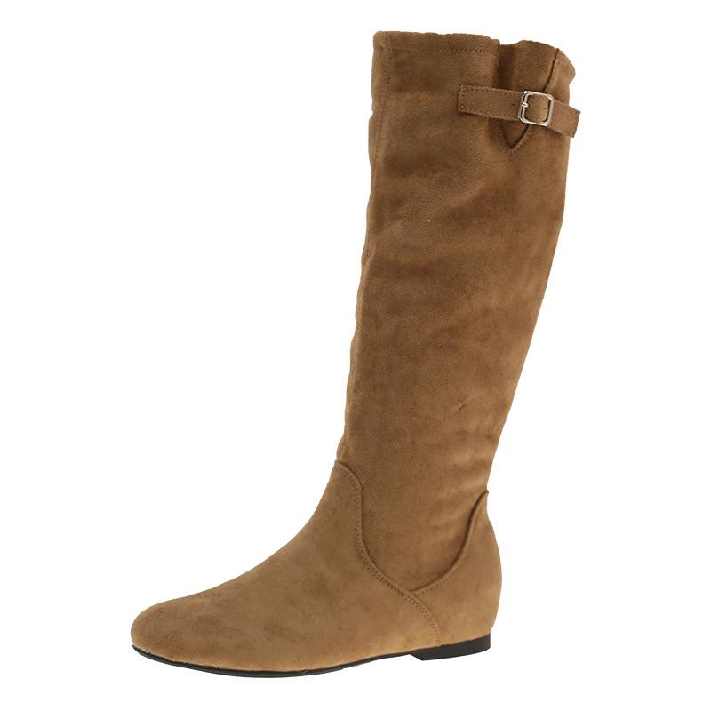 Herbst und Winter 2025 neue Retro-Wildlederstiefel Kinder Innenhöhe Erhöhung runde Spitze hoher Schaft dünne Western-Pile-Stiefel