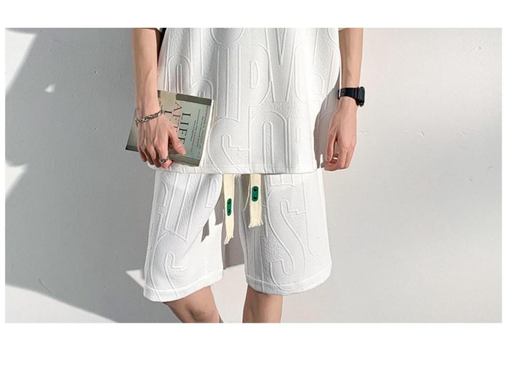 Men's Trendy Summer Short-Sleeved T-Shirt and Shorts Set - Loose Fit, Casual Plus Size Ensemble