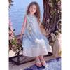 Girls' New Chinese-style Sweet Dress for Summer, Children's Princess, Chinese Style Blue Dress