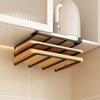 Space Saving Kitchen Organizer: Under Cabinet Hanging Rack with Hooks for Towels Cutting Boards Pot Lids 7