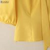 ZANZEA Women Casual V-Neck Solid Color Half Sleeve Blouse