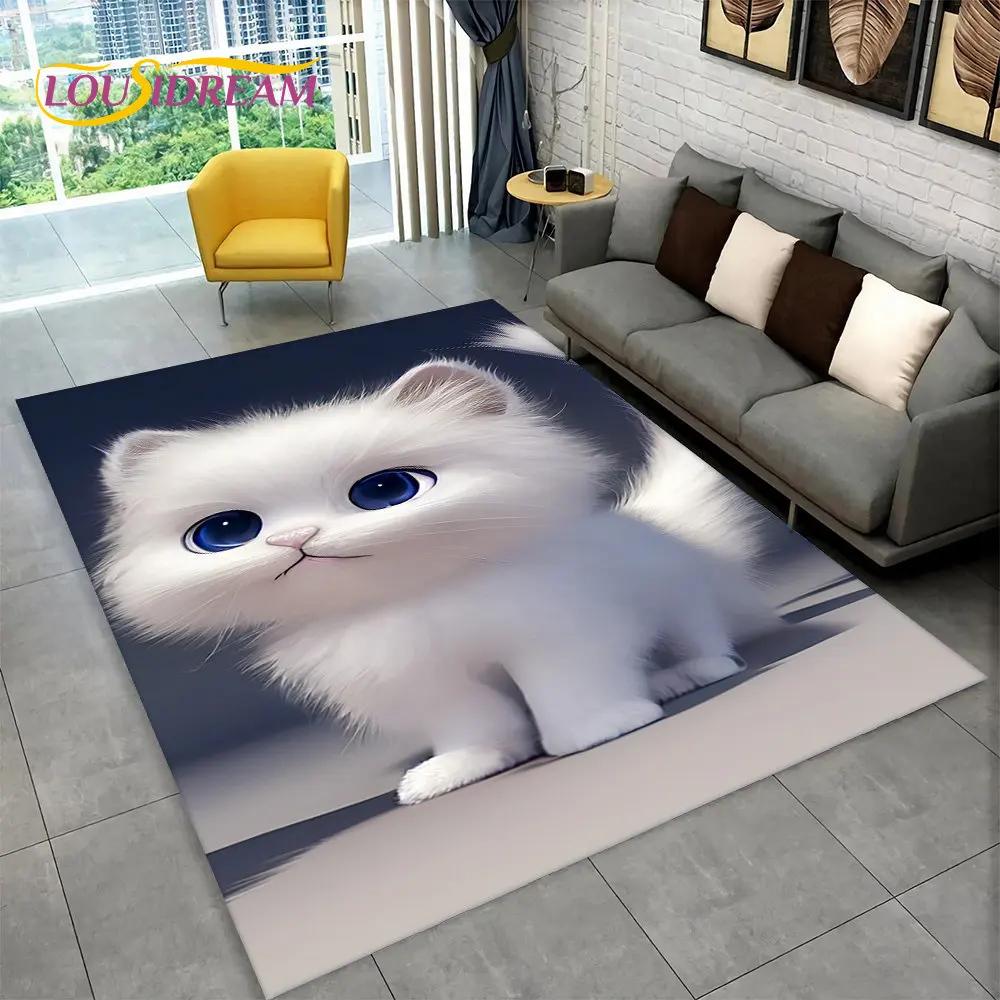 3D Cartoon słodki kociak dywan do składania duży, dywan dywan do salonu sypialnia Sofa wycieraczka dekoracja kuchni, dziecko antypoślizgowa mata podłogowa