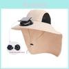 Summer Sun Protection Cap With Large Brim And Builtin Fan For Outdoor Fishing And Hiking
