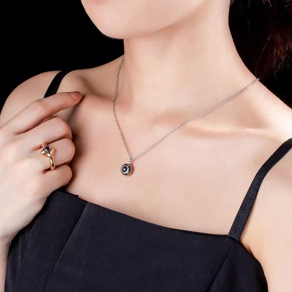 Multilingual 'I Love You' Projection Necklace with Cat's Eye Stone – Perfect Holiday Gift for Her