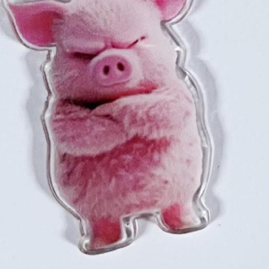 Pink Pig Dangle Earrings 2D Acrylic Pig Charm Earrings Lightweight Cute Angry Pig Earrings for Animal Lovers Daily Wear Casual Outings