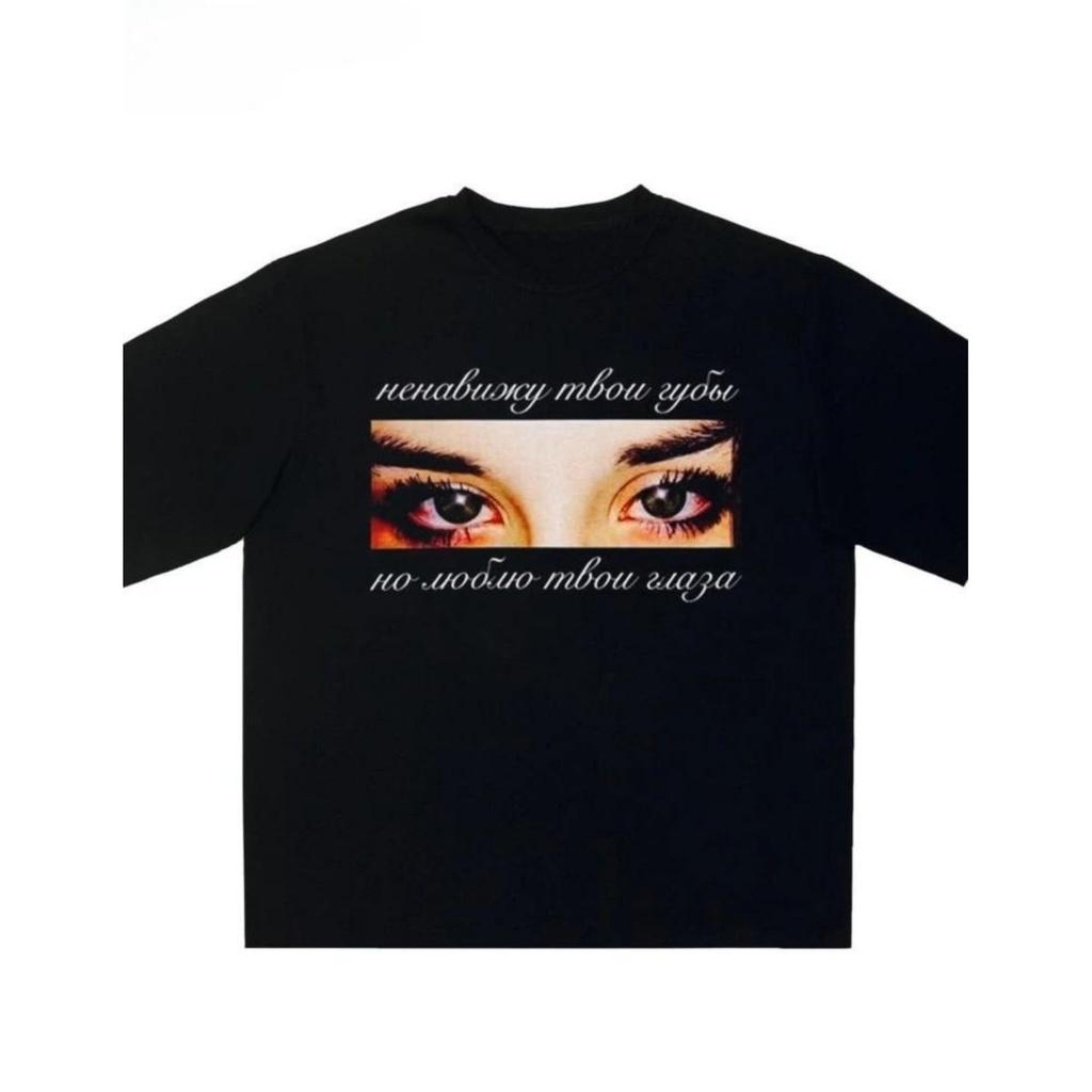 Harajuku Streetwear Abbigliamento Donna T-shirt con Stampa Grafica Occhi Hip Hop Estetica Top a Manica Corta Goth Y2k Moda Vintage Y2k