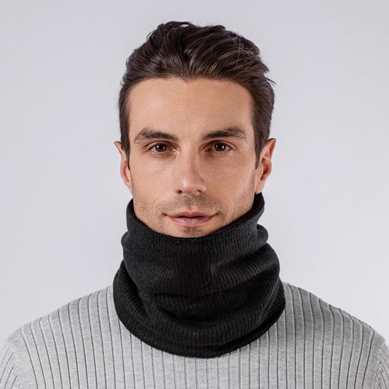 Fashion Knitted Neck Warmer with Thermals Thicken Lined Windproof Neck Scarf Neck Gaiter Face Cover for Men Women