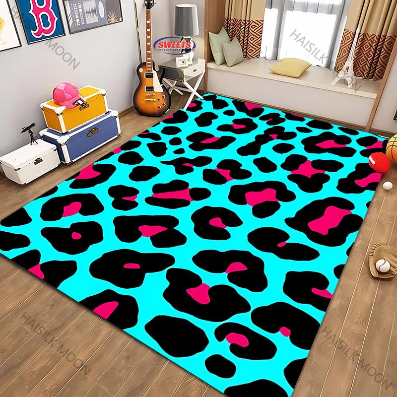 3D Printing Colorful Leopard Theme Carpet Living Room Bedroom Sofa Office Large Area Mat Home Decor Rug Great Gift for Friends