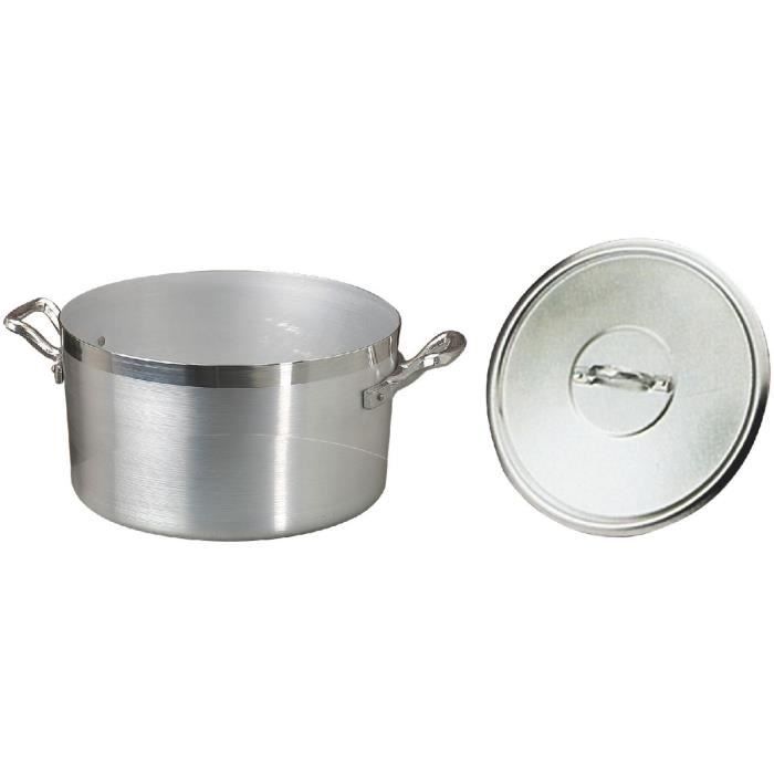 Faitout alu ménage Agnelli - Diamètre 38 cm - Gris - Epaisseur 14/10 ème - Tous feux sauf induction