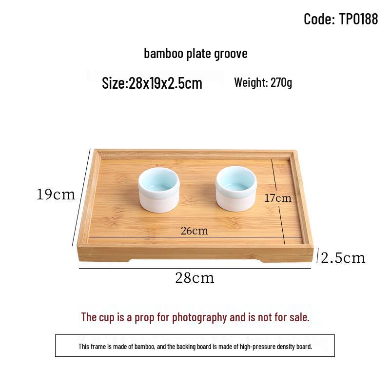 Handcrafted Japanese Orchid Rectangular Wooden Tea Tray with Custom Logo for Hotels and Restaurants