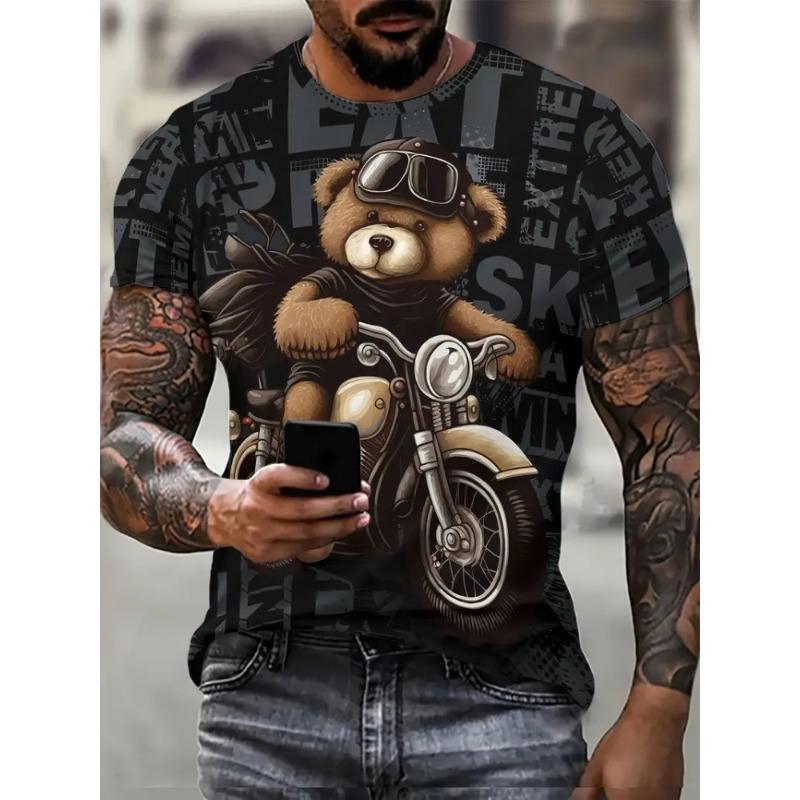 Funny Cartoon Animal Print Men's Fashion Short-sleeved Harajuku Street Fashion Comfortable And Breathable Men's T-shirt