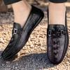 Leather shoes summer new high-end crocodile pattern beanie shoes business casual shoes driving shoes