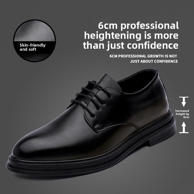 Business Dress Shoes for Men Genuine Leather Soft Sole Elevator Oxford Wedding Shoes