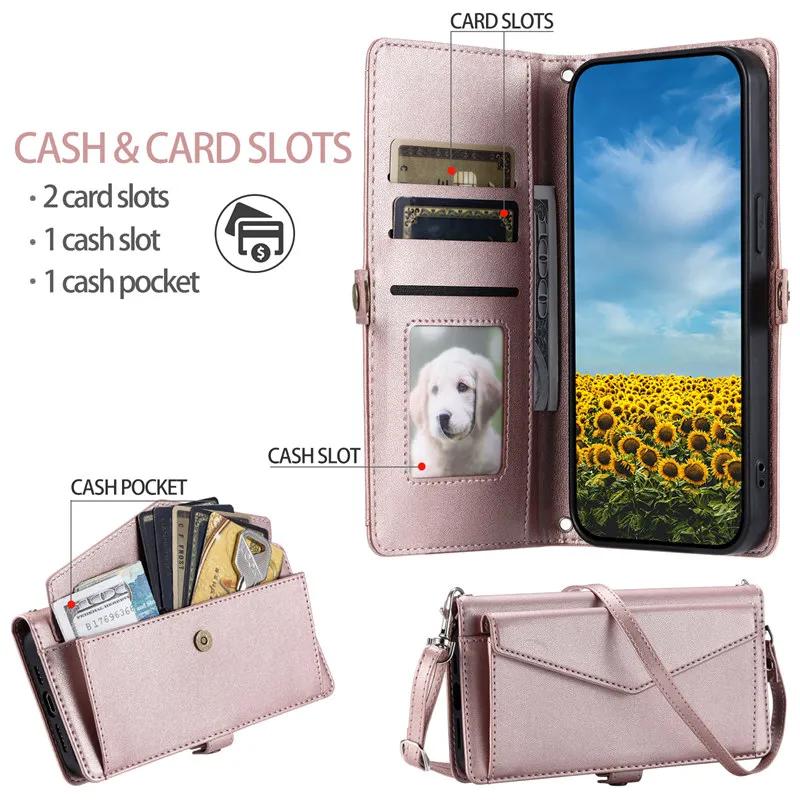 Crossbody Ledertasche für Handy für XiaoMi 14T 13T 12T 11T 10T Mi Poco X7 F7 M7 X6 X5 F6 F5 M6 Pro C75 Klappbörse Karten Tasche Hülle