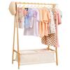 YORBAY Children's Bamboo Coat Rack with Storage Boxes, Foldable Clothes Rack, 86x36x106cm