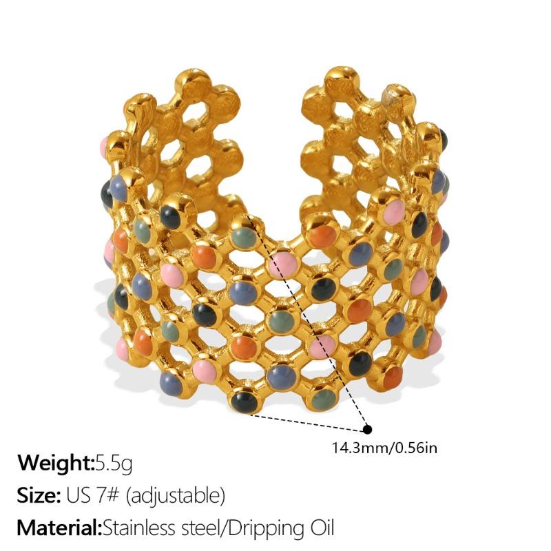 

Gold hollow-out ear cuff ring - exquisite color block, high-end chic jewelry for women