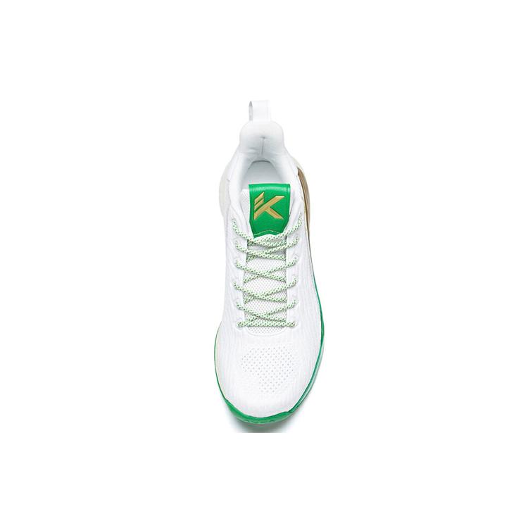New Anta KT4 Thompson Anti Slip Wear Resistant Breathable Lightweight Low Top Basketball Shoes Men's White Green Gold 11931102-7