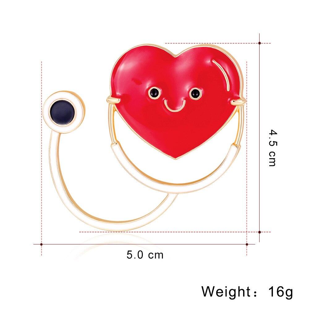 Blucome Creative Care Heart-Shaped Stethoscope Brooch Nurse Coat Collar Clip Badge Enamel Corsage Accessories