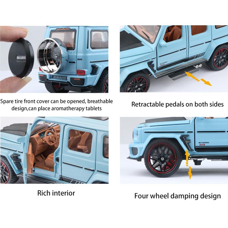 1/32 Scale Brabus G800 Diecast Car Model Toy, Pull Back Toy Vehicle with Sound and Light for Kids Toddler Boys Girls Gift Collection