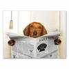 Dog Reading Newspaper Toilet Wall Art Canvas  Prints Funny Dog Painting Wall Picture Home Bathroom Decor Dogs Lover Gift