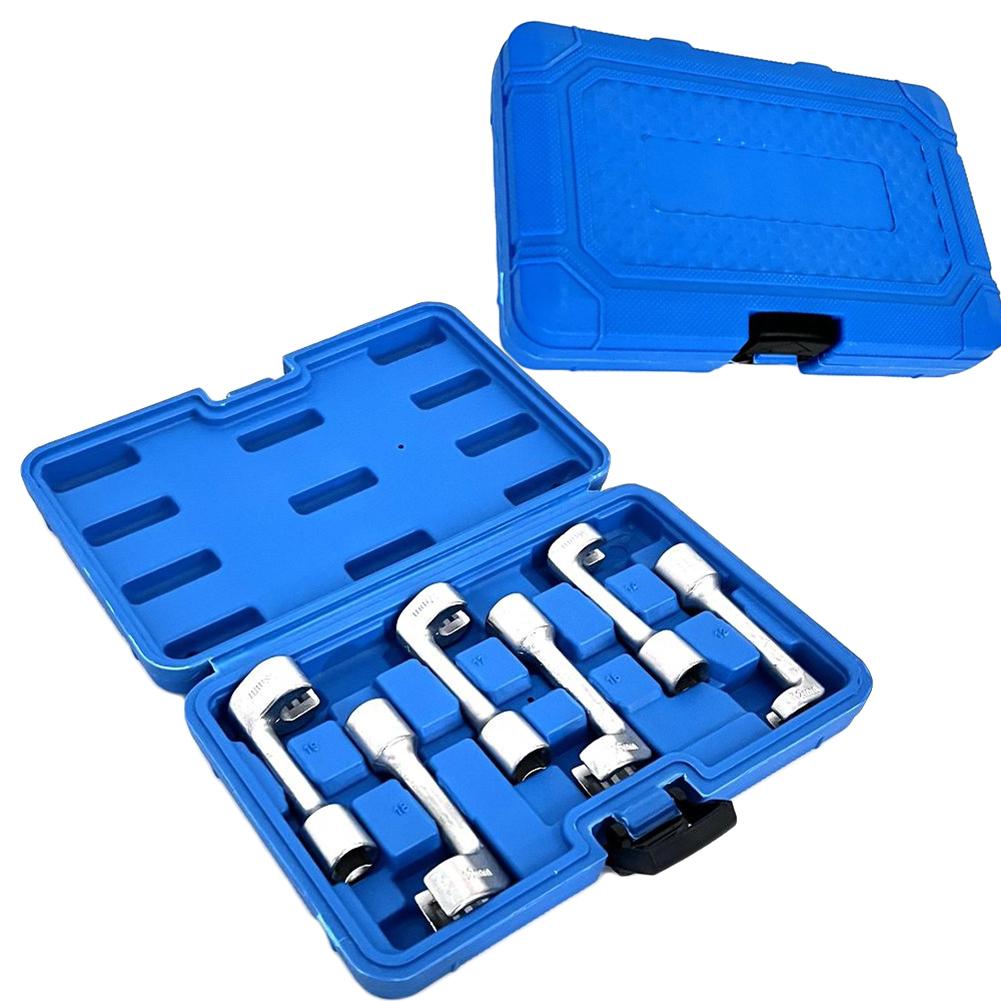 6PCS 12-19mm 1/2 Inch Drive Open End Injector Line Socket Wrench Set For Diesel Fuel Injection Pump Nut Removal Hand Tools