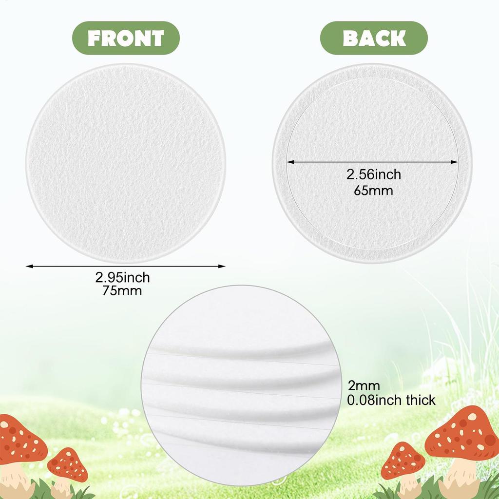 24x Mushroom Adhesive Filter Discs For Moisture Preservation Mushroom Grow Box Monotub Filters Cotton Humidity Retention Screen