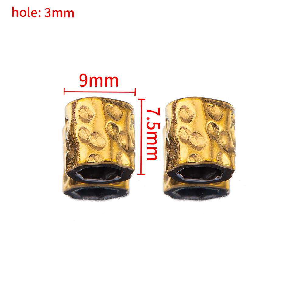 10PCS Stainless Steel Gold Plated Round Oval Dots Texture Cylinder Spacer Beads for Needlework DIY Bracelet Jewelry Making Craft