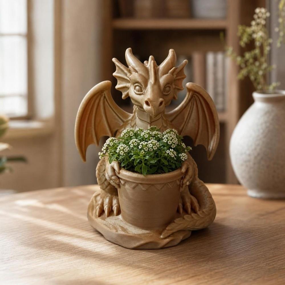 3D Printed Succulent Plant Flowerpot Gothic Style Desktop Ornaments Dragon Planter Pot  Table