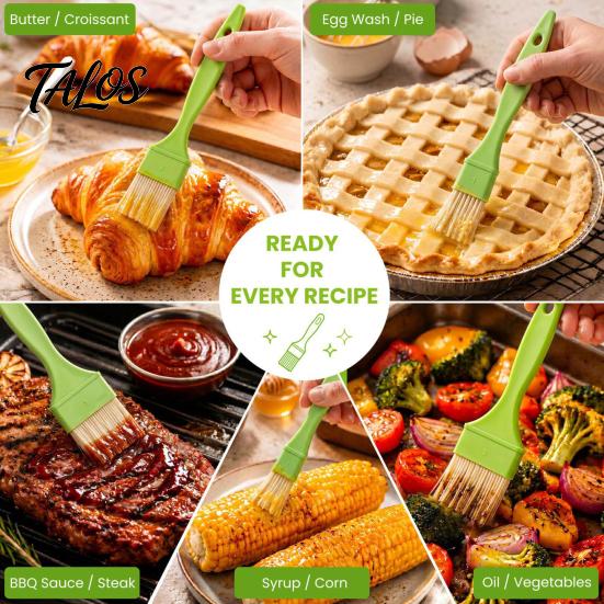 Pastry Brush for Baking 4Pcs Set with Soft Heat Resistant Bristles Cooking Grilling Kitchen Tool And BBQ Sauce Application, Professional Basting
