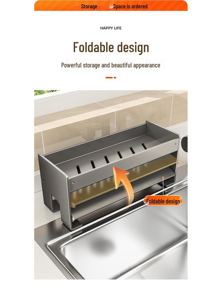 Punch-Free Dishcloth, Bowl, and Plate Drainer Rack for Kitchen/Bathroom Storage