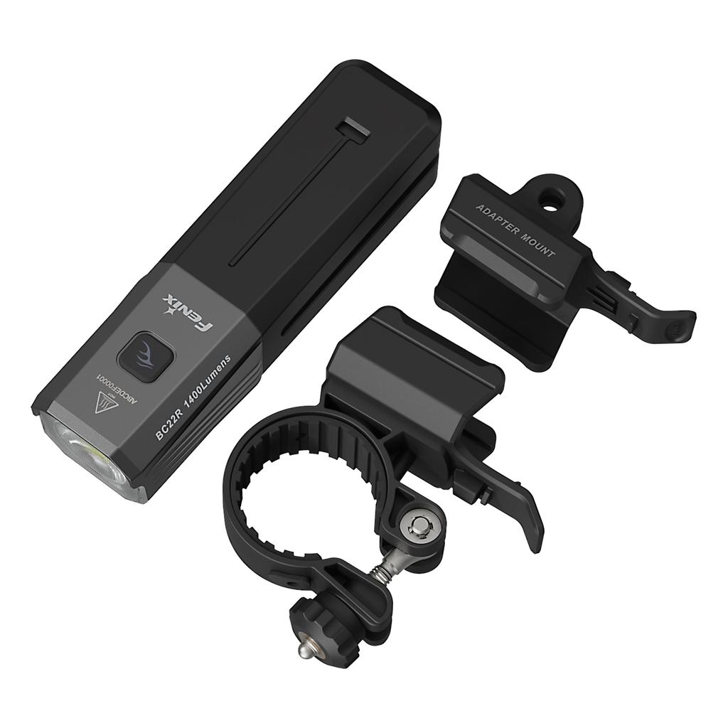 Fenix BC22R Rechargeable Front Cycle Light 1400 Lumens 156m Up To 41 Hours Bright White White Two Mounting Options IP66 Commuter/Off-Road