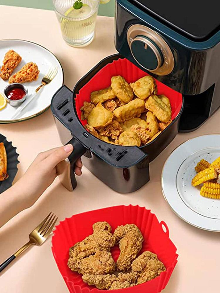 1PC - Air fryer with built-in silicone baking tray pad square