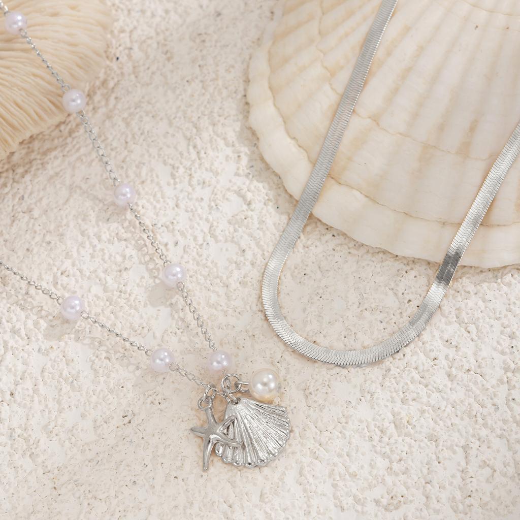 Wind Beach Vacation Imitation Pearl Starfish Pendant Waist Chain Waistchain Sexy Snake Bone Chain Body Chain