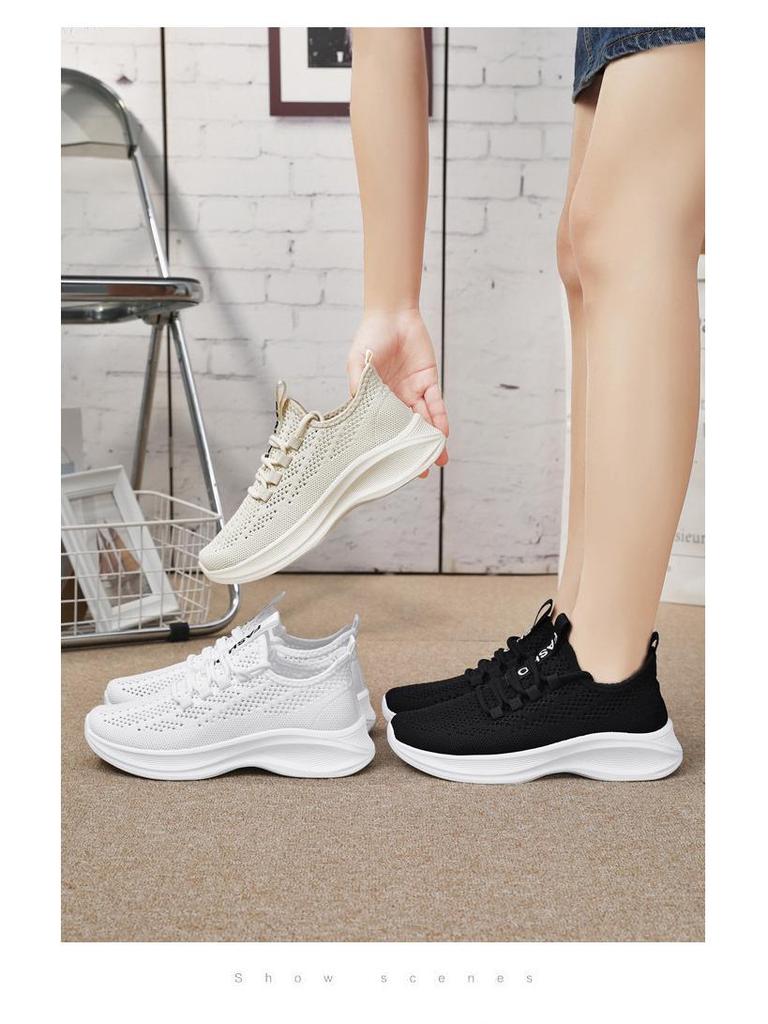 Women's Breathable Mesh Sneakers - Solid Color, Versatile, Soft Sole, Comfortable Casual Shoes