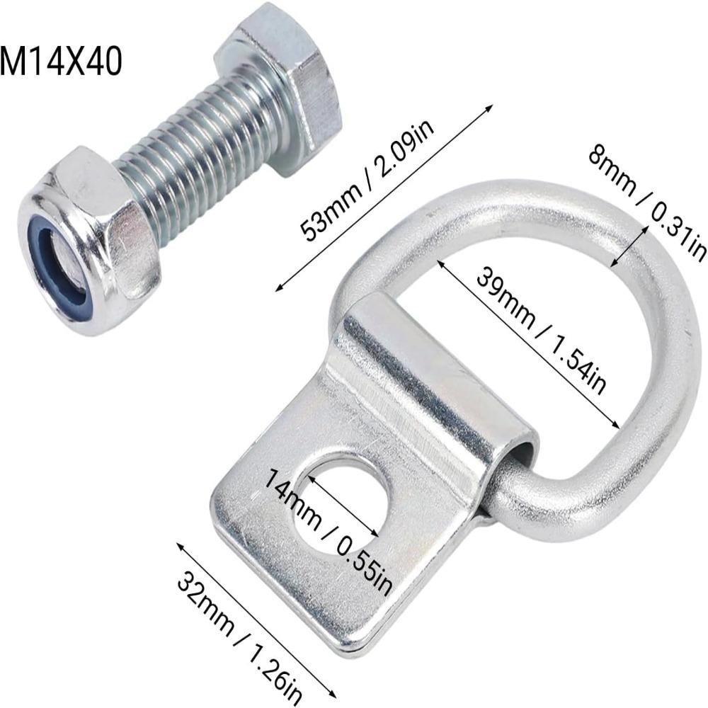 2PCS Heavy Duty Cargo Fixed Hook 14mm Hole Trailer Pull Ring Durable Trailer  Ring  For Trailers