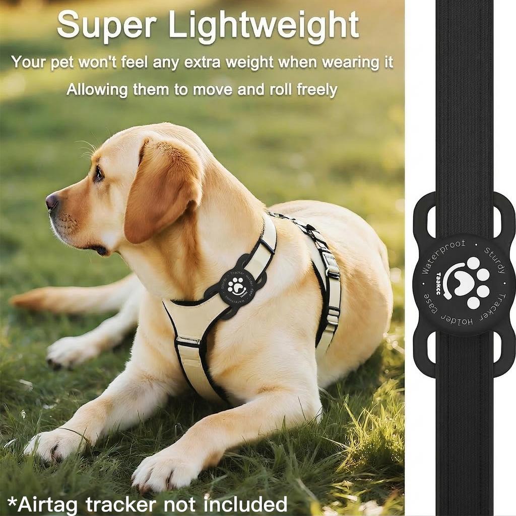 TAAKCC IP68 Waterpoof Dog Airtag Holder Stretchy Silicone Full Body Covered Holder for Apple Air Tag for Dog Cat Collar 2