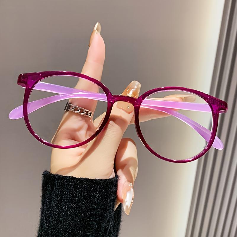 

1pcs Candy-color vintage round reading glasses, large frame, unisex, for reading & TV, +1.0~+3.50. +400 фіолетовий