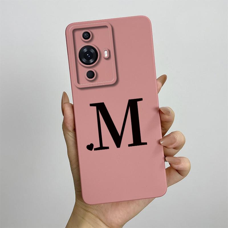 

For Huawei nova 11 Case Huawei nova 12s Phone Case Cute Initial Letters Square Liquid Soft Silicone Skin Matte Shockproof Cover Huawei nova 12s
