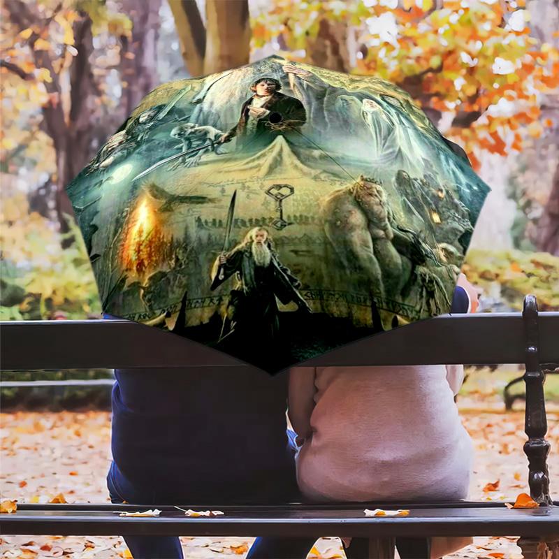 Lord Rings Folding Umbrella 8 Paraphenoid Bones Travel Sun Umbrella Gift Printing