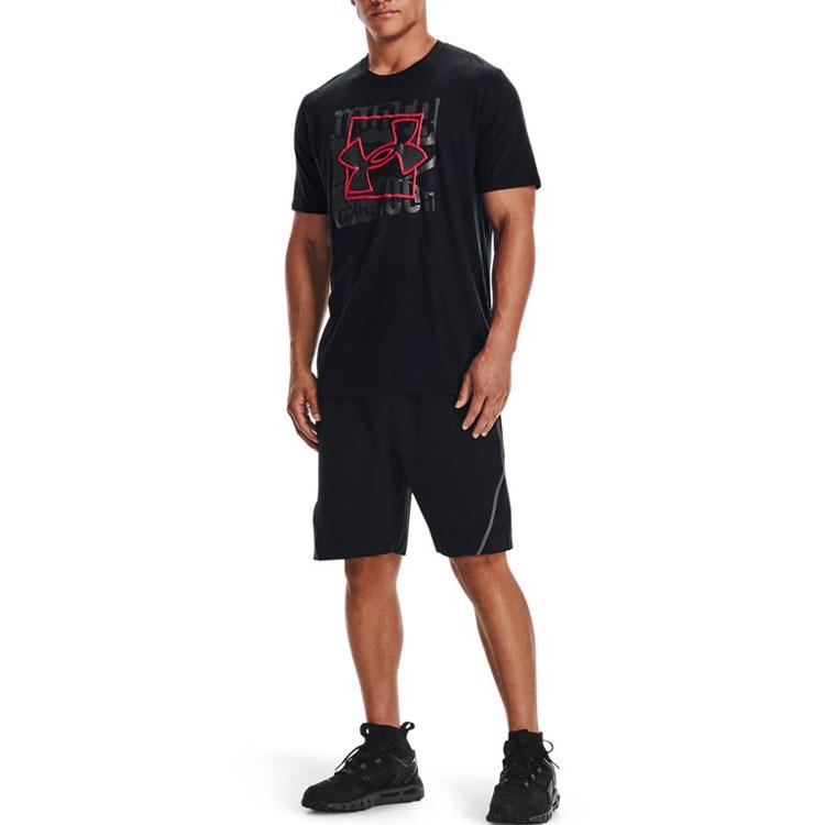 Under Armour Large Logo Print Training T-Shirt Men Tops Black 1366442-001