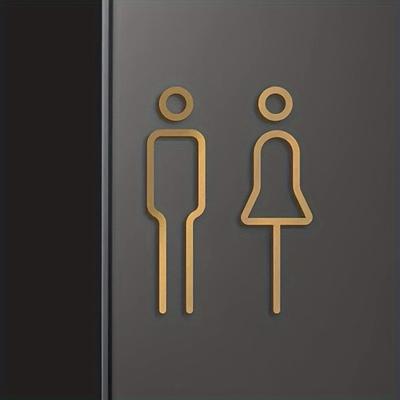 Fashion Black Gold Color Toilet Sign Plate Brass Wash Room Door Wall Label Sticker Wc Holder Signage Board