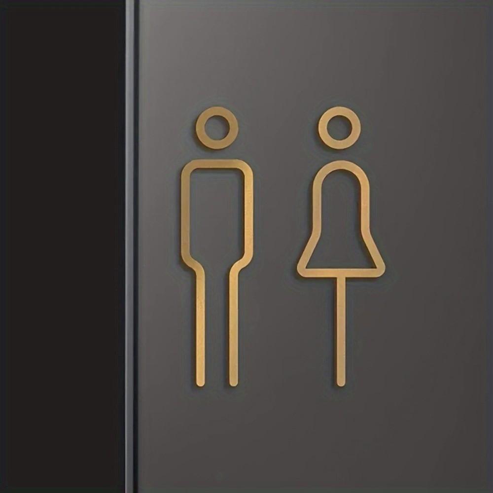 Wash Room Door Toilet Sign Black Gold Color Wc Holder Signage Board Fashion Wall Label Sticker