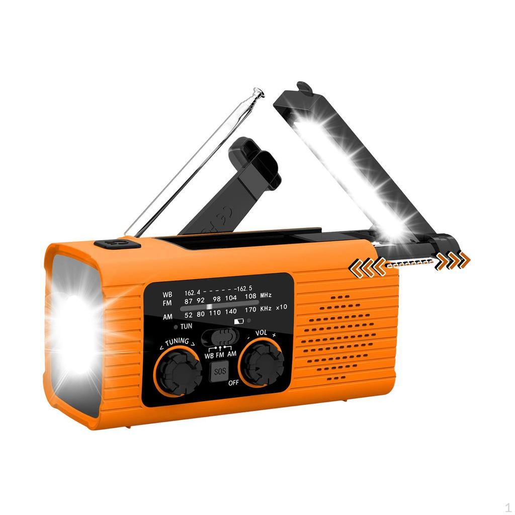 Emergency Radio Hand Crank with Headphone Jack Solar Power Compact Flashlight Weather for